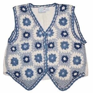 V TG  granny square Crochet vest. Christopher & Banks. Size M. Oversized
